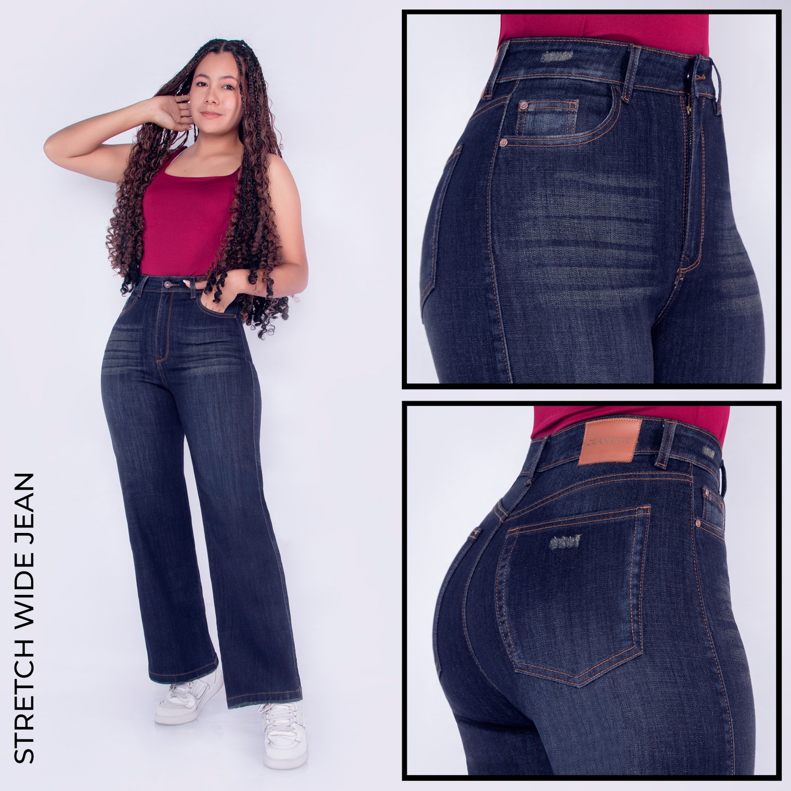 STRETCH WIDE JEANS